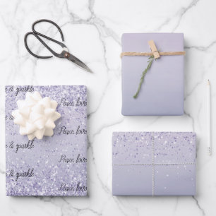 Lila Lavender Ombre Glitzer Sparkasse Geschenkpapier Set