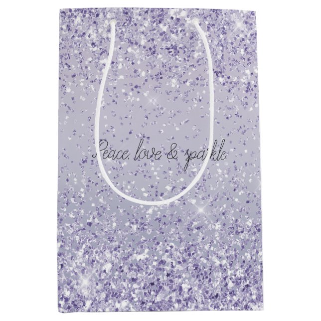 Lila Lavender Ombre Glitzer Sparkasse Mittlere Geschenktüte (Vorderseite)