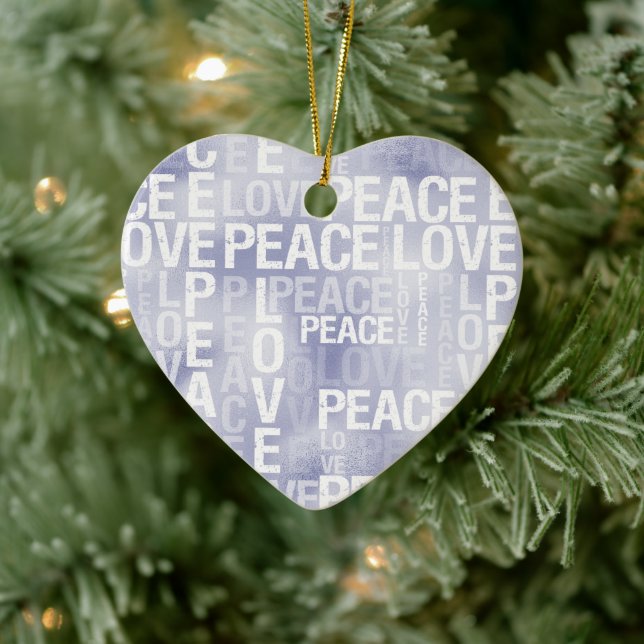 Lila Lavender Peace Liebe Keramik Ornament (Baum)