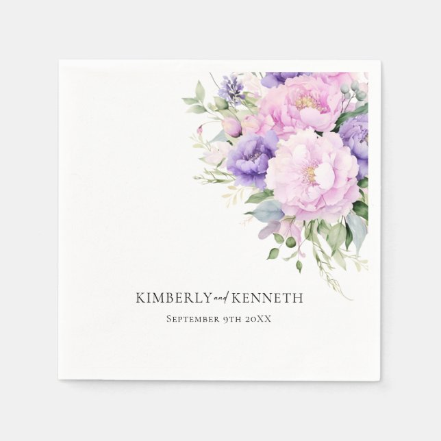 Lila Lavender Pink Floral Vielen Dank für Ihre Hoc Serviette (Vorderseite)