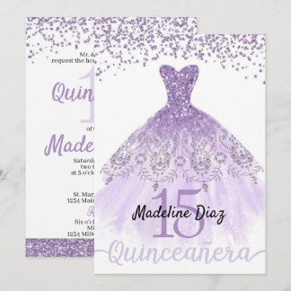 Lila Lavender Quinceanera Geburtstagseinladung Einladung