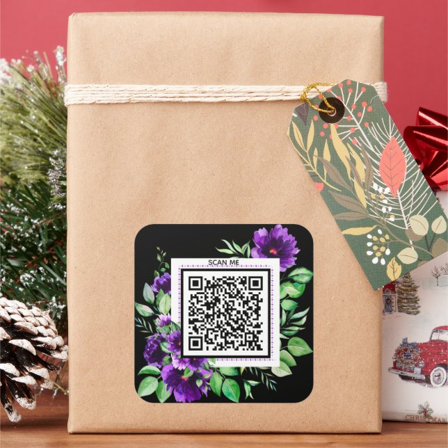 Lila Lavender Rose Blume Danke QR Code Quadratischer Aufkleber (Feiertag)