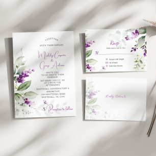 Lila Lavender Stems Greenerity Wedding Einladung