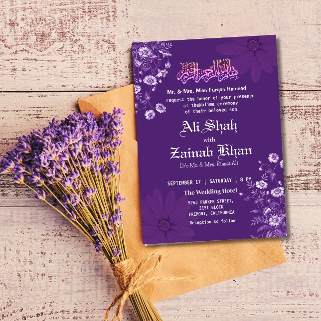 Lila Lavender Walima Islamic Wedding Lavender Einladung (Von Creator hochgeladen)