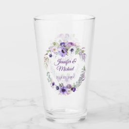 Lila Lavender White Floral Wedding Keepake Glas