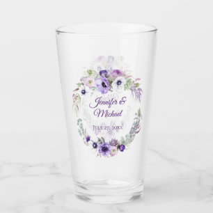 Lila Lavender White Floral Wedding Keepake Glas