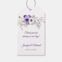 Lila Lavender White Floral Wedding Vielen Dank | Geschenkanhänger
