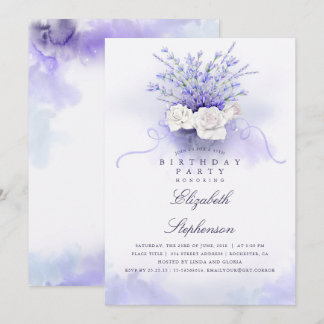 Lila Lavenders Elegante Blumengeburt Party Einladung