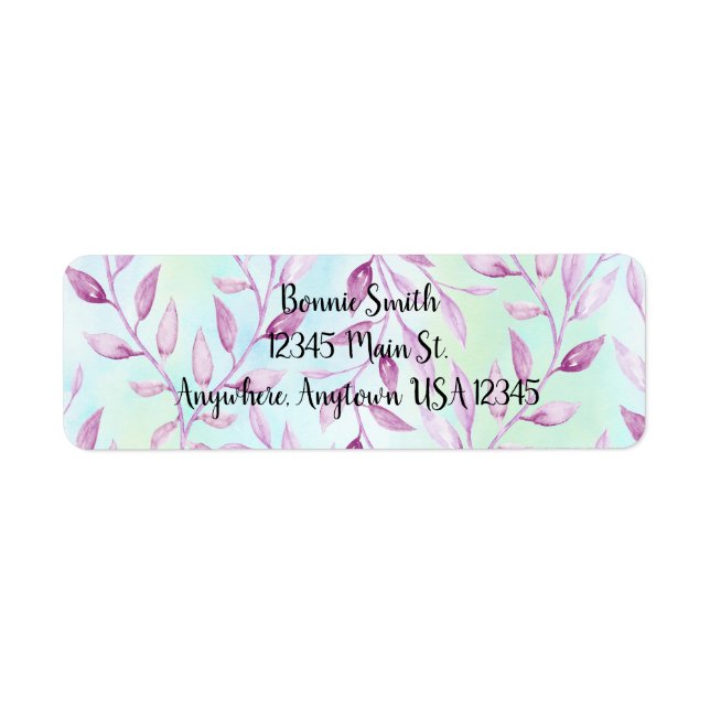 Lila Leaf-Label für Aquarellweine (Vorne)