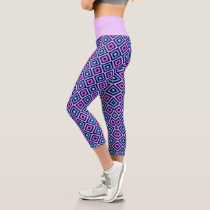 Lila, lebendiger, blauer Lilac Diamond-Mustersport Capri Leggings