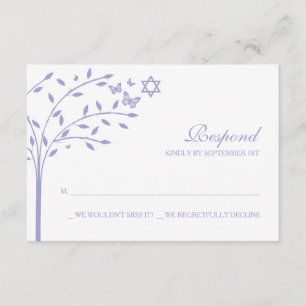 Lila Lebensbaum mit David RSVP Card Karte