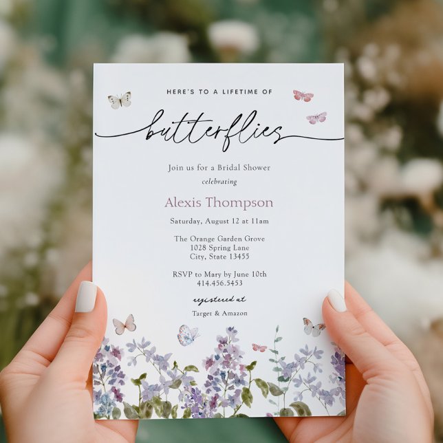 Lila Lebensdauer des Brautparty der Schmetterlinge Einladung (Von Creator hochgeladen)