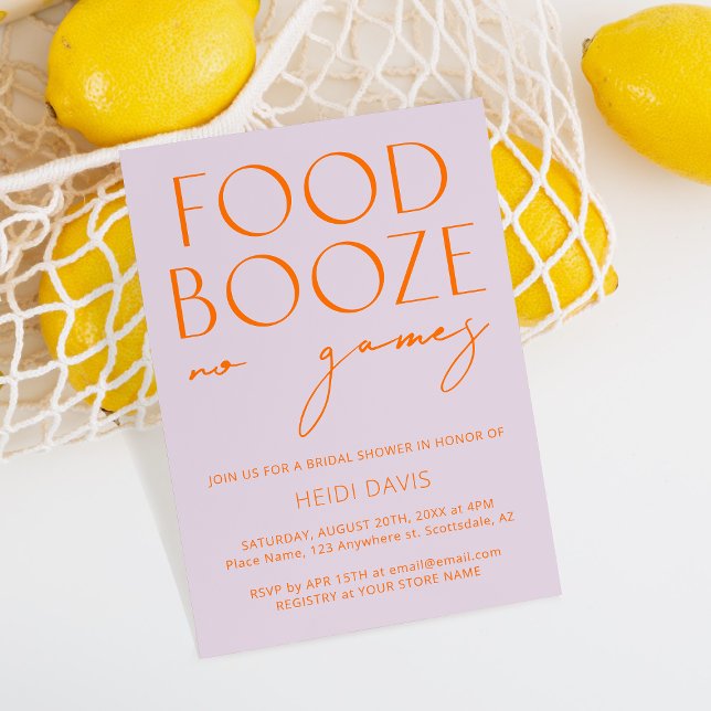 Lila & lebhaft Orange No Games Brautparty Inv. Einladung (Von Creator hochgeladen)