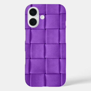 Lila Leder-Gittergewebe iPhone 16 Hülle