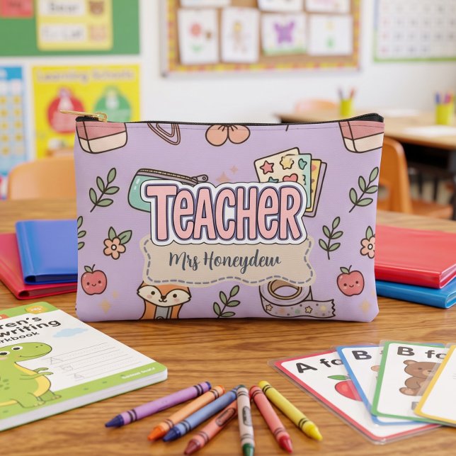 Lila Lehrer Dankeschön Schulmaterial Zubehörtasche (Von Creator hochgeladen)