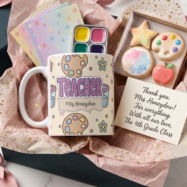 Lila Lehrer Kunstbedarf Muster  Kaffeetasse (Von Creator hochgeladen)