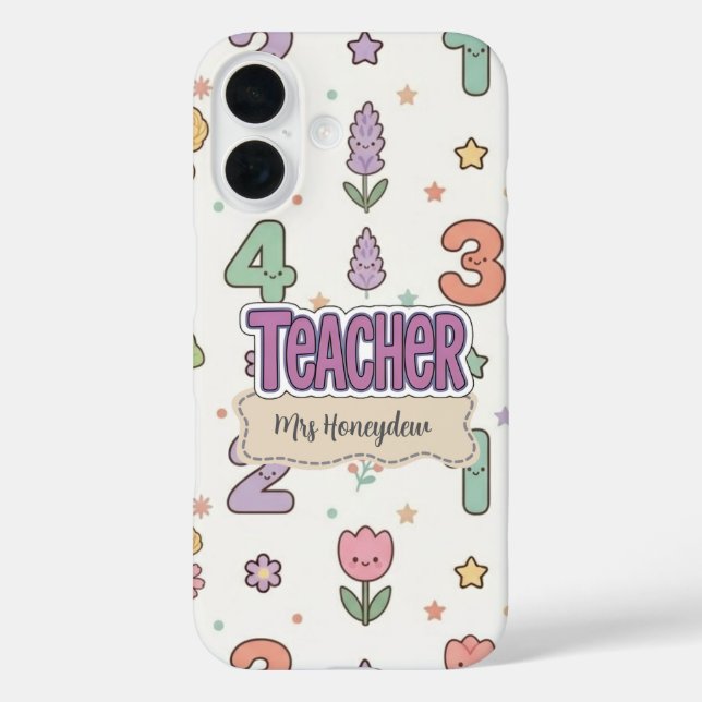 Lila Lehrer Schul Zahlen Muster  Case-Mate iPhone Hülle (Rückseite)
