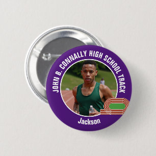 Lila Leichtathletik-Foto-Hochschulsportler Button
