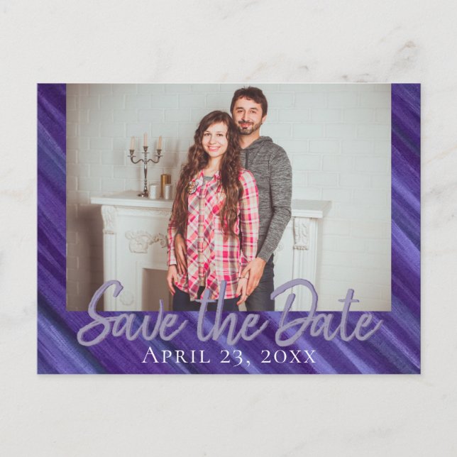 Lila Leidenschaft | Violet Lavendel Plum Brushstro Ankündigungspostkarte (Vorderseite)