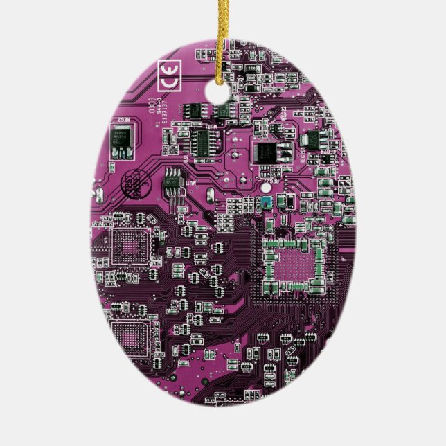 Lila Leiterplattenplatine Keramik Ornament (Vorne)