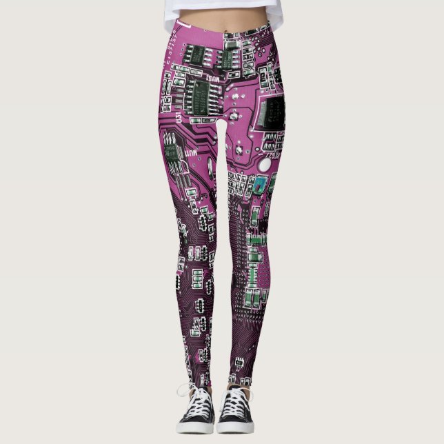Lila Leiterplattenplatine Leggings (Vorderseite)