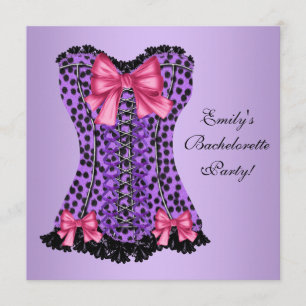 Lila Leopard-Corset-Junggeselinnen-Abschied Einladung
