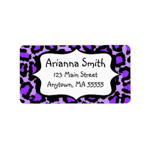 Lila Leopard-Druck-Adressen-Etiketten Adressaufkleber