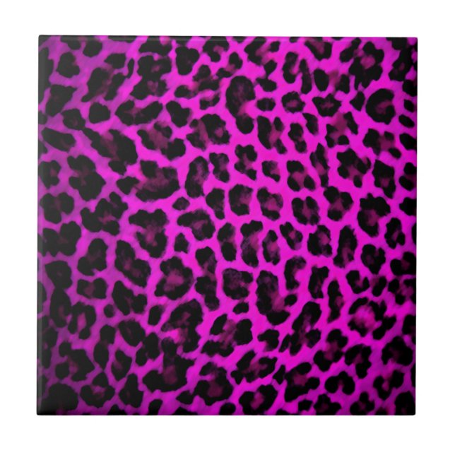 Lila Leopard-Druck Fliese (Vorderseite)