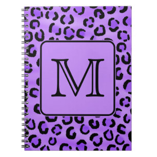 Lila Leopard-Druck-Gewohnheits-Monogramm Notizblock
