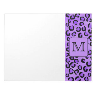 Lila Leopard-Druck-Gewohnheits-Monogramm Notizblock