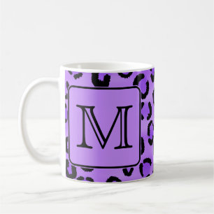 Lila Leopard-Druck-Gewohnheits-Monogramm Tasse