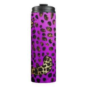 Lila Leopard Glitzer Thermal Tumbler 12oz Thermosbecher
