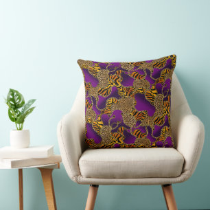 Lila Leopard Gold Barock Luxus Kissen