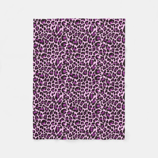 Lila Leopard-Haut-Druck Fleecedecke (Vorderseite)