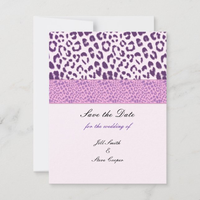 Lila Leopard-Muster Save-the-Date Save The Date (Vorderseite)