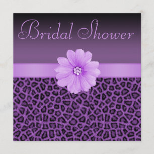 Lila Leopard Print & Bling Blume Brautparty Einladung