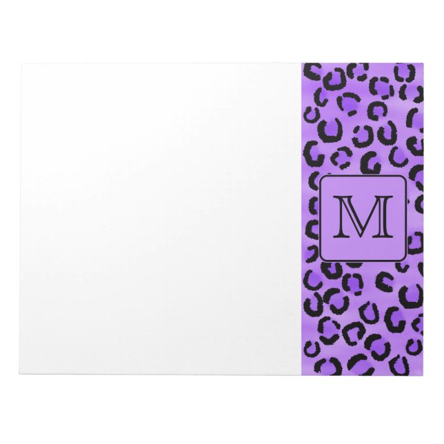 Lila Leopard Print Custom Monogram. Notizblock (Vorderseite)