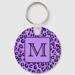 Lila Leopard Print Custom Monogram. Schlüsselanhänger