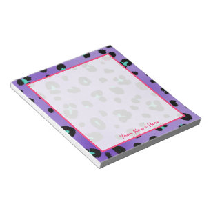 Lila Leopard Print Personalisiert Notepad Notizblock