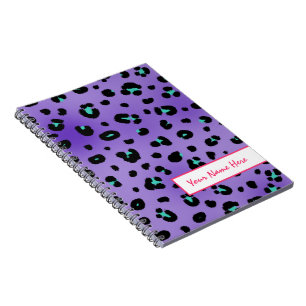 Lila Leopard-Spirale-personalisiertes Notizbuch Notizblock