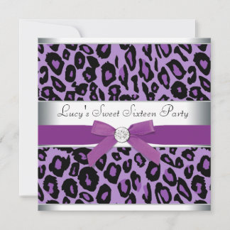 Lila Leopard Sweet 16 Party Einladung