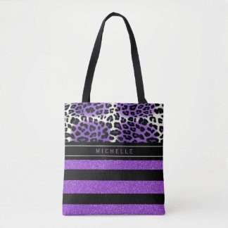 Lila Leopard und Lila schwarzer Glitzer Streifen