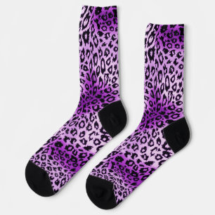 Lila Leoparden-Druck-Tiermuster-Modestrümpfe Socken
