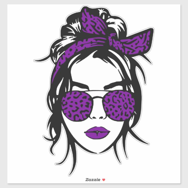 Lila Leopardenband und Brille Aufkleber (Blatt)