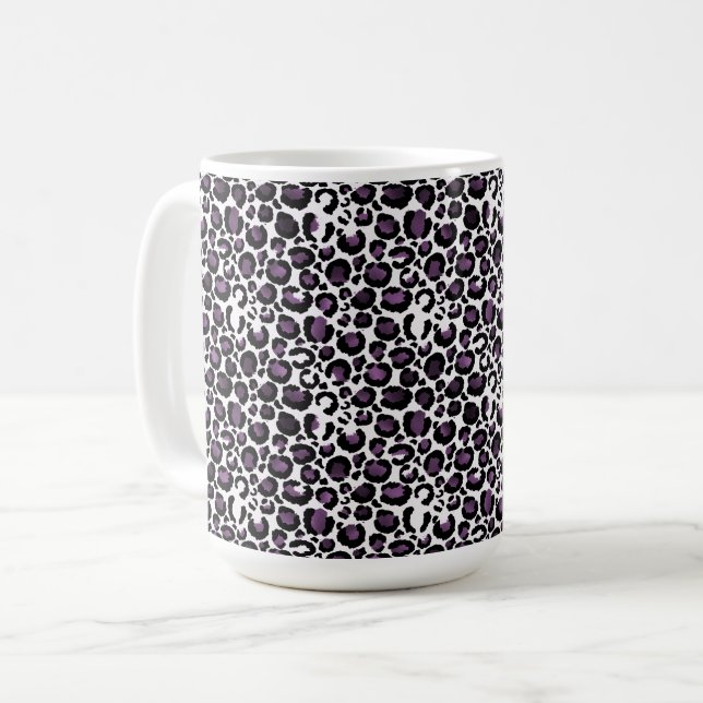 Lila Leopardendruck Kaffeetasse (Vorderseite Links)