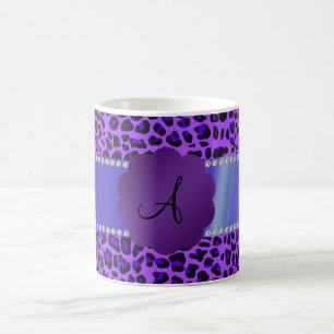 Lila Leopardmuster des Monogramms Kaffeetasse