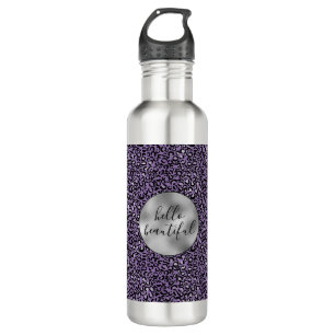 Lila Leopardrucke Edelstahlflasche