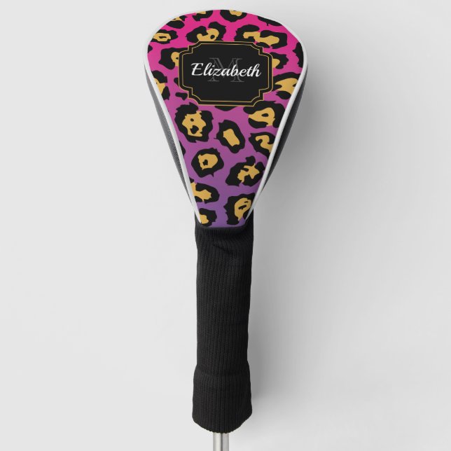 Lila Leopardrucke Golf Headcover (Vorderseite)