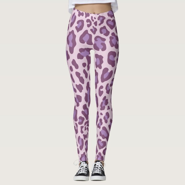 Lila Leopardrucke Leggings (Vorderseite)