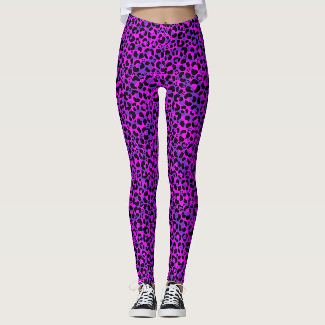 Lila Leopardruckwirbel Leggings (Vorderseite)